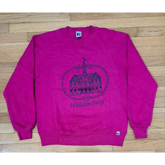 Vintage Russell Athletic Williamsburg Sweatshirt Pink USA Made Size M - Picture 1 of 9